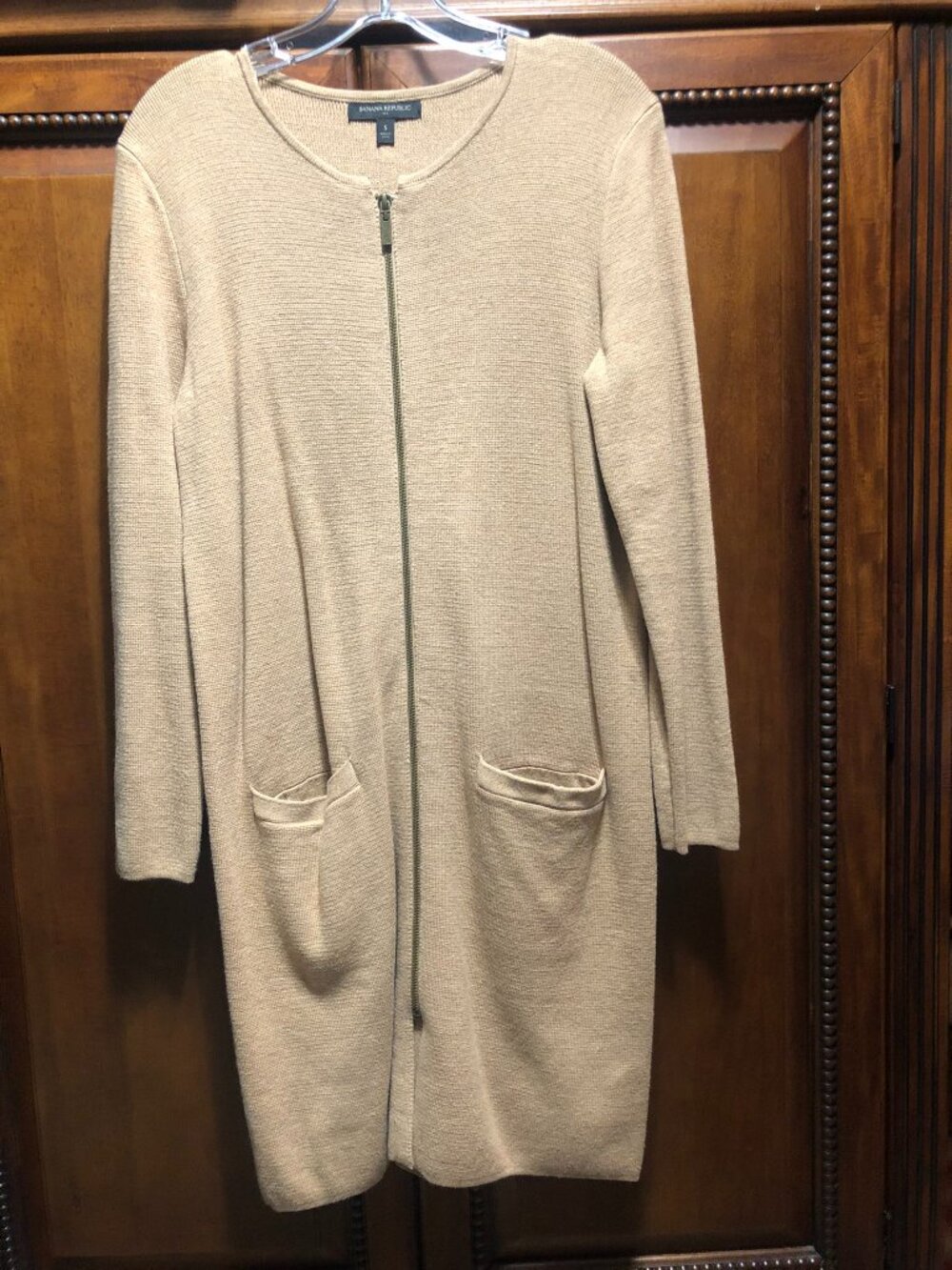 Banana Republic Tan Full Zip Knit Duster Cardigan Sweater Coat Jacket S